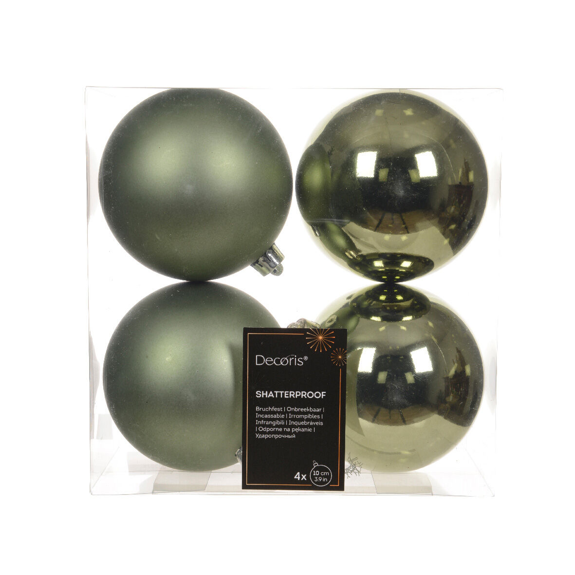 Lot de 4 boules de Noël (D100 mm) Alpine Vert romarin