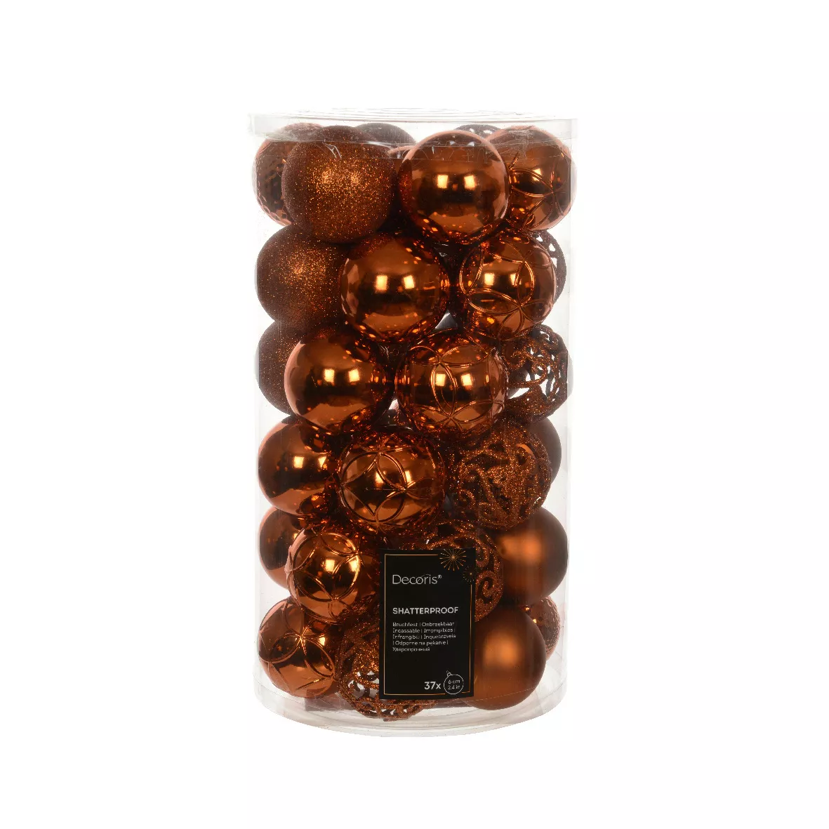 Lote de 37 bolas de Navidad (D60 mm) Alpine Mix Calabaza