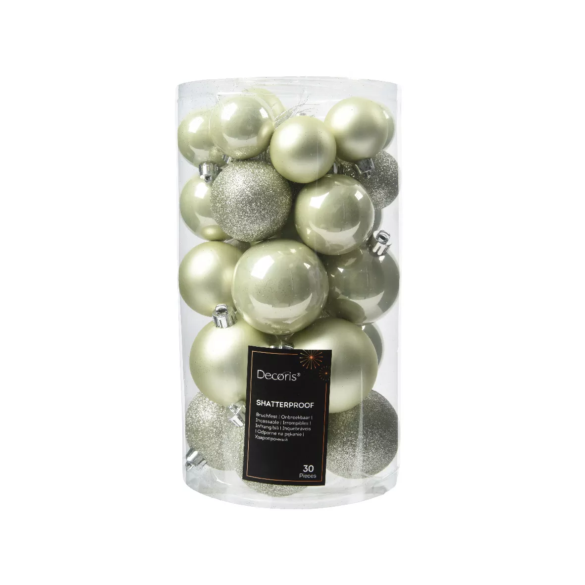 Set van 30 assortie kerstballen Alpine Witte Munt