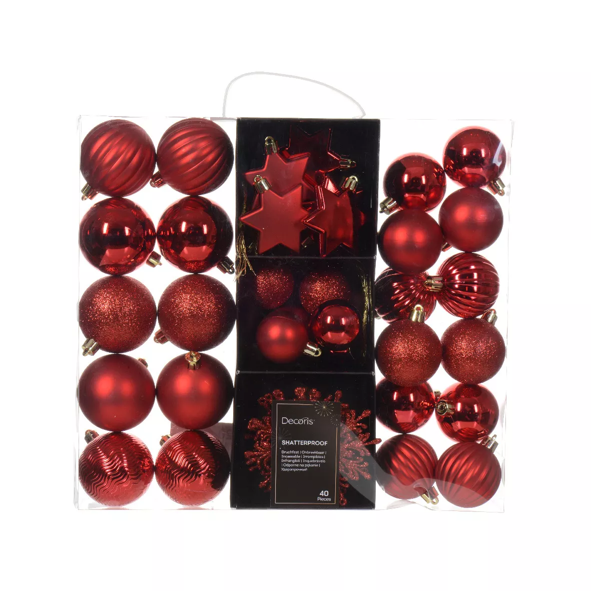 Kit de decoración de Árbol de Navidad (40 pcs) Cristal Rojo