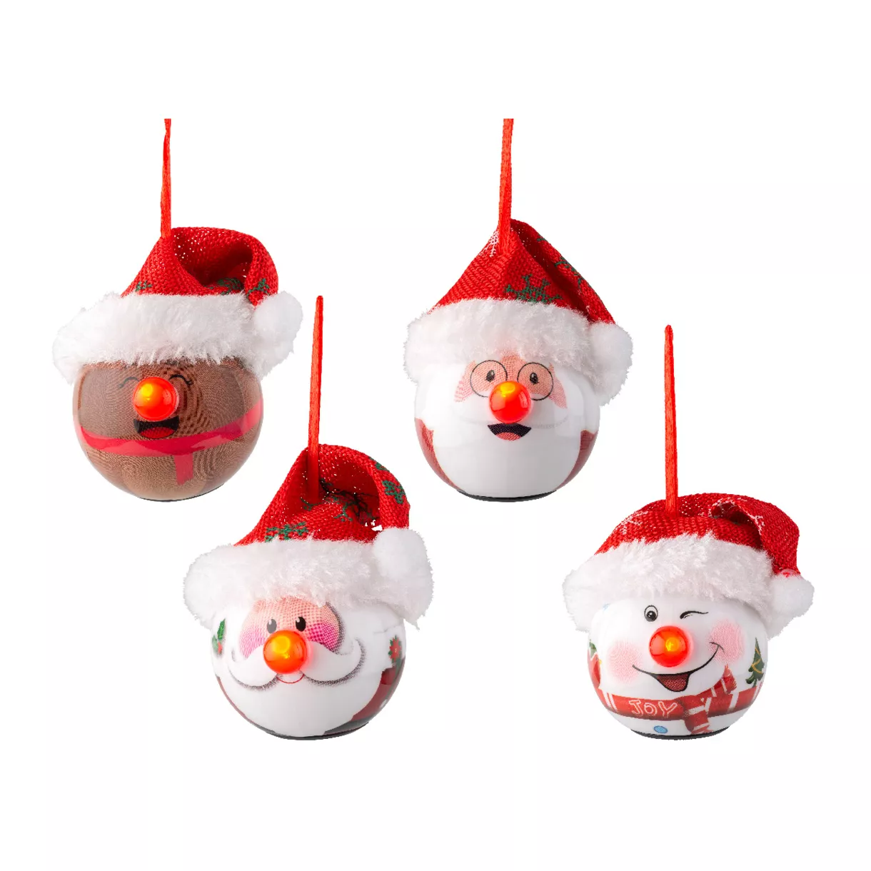 Lote de 12 bolas de Navidad luminosas a pilas Personajes divertidos