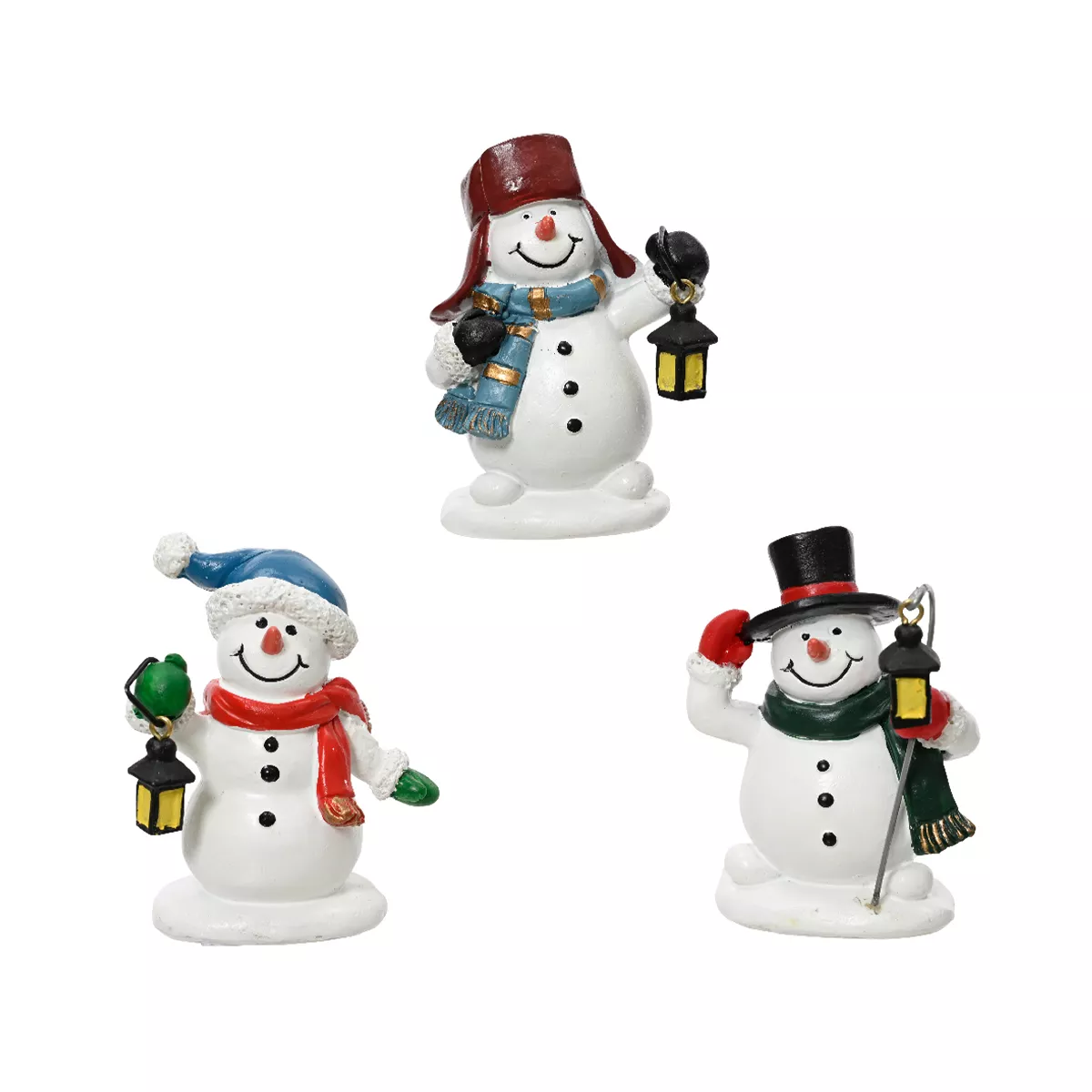 eminza Lot de 3 Bonhommes de Neige (H6 5 cm) Joyeux pour village