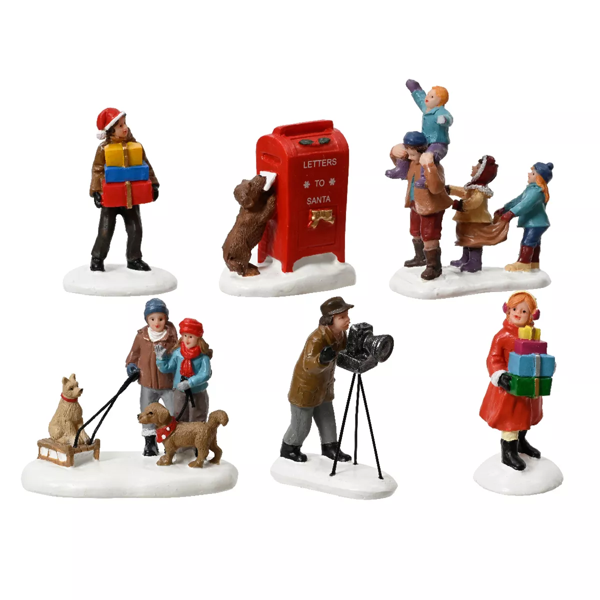 6er Set Figuren fürs Weihnachtsdorf (H7,5 cm) Personnages en ville