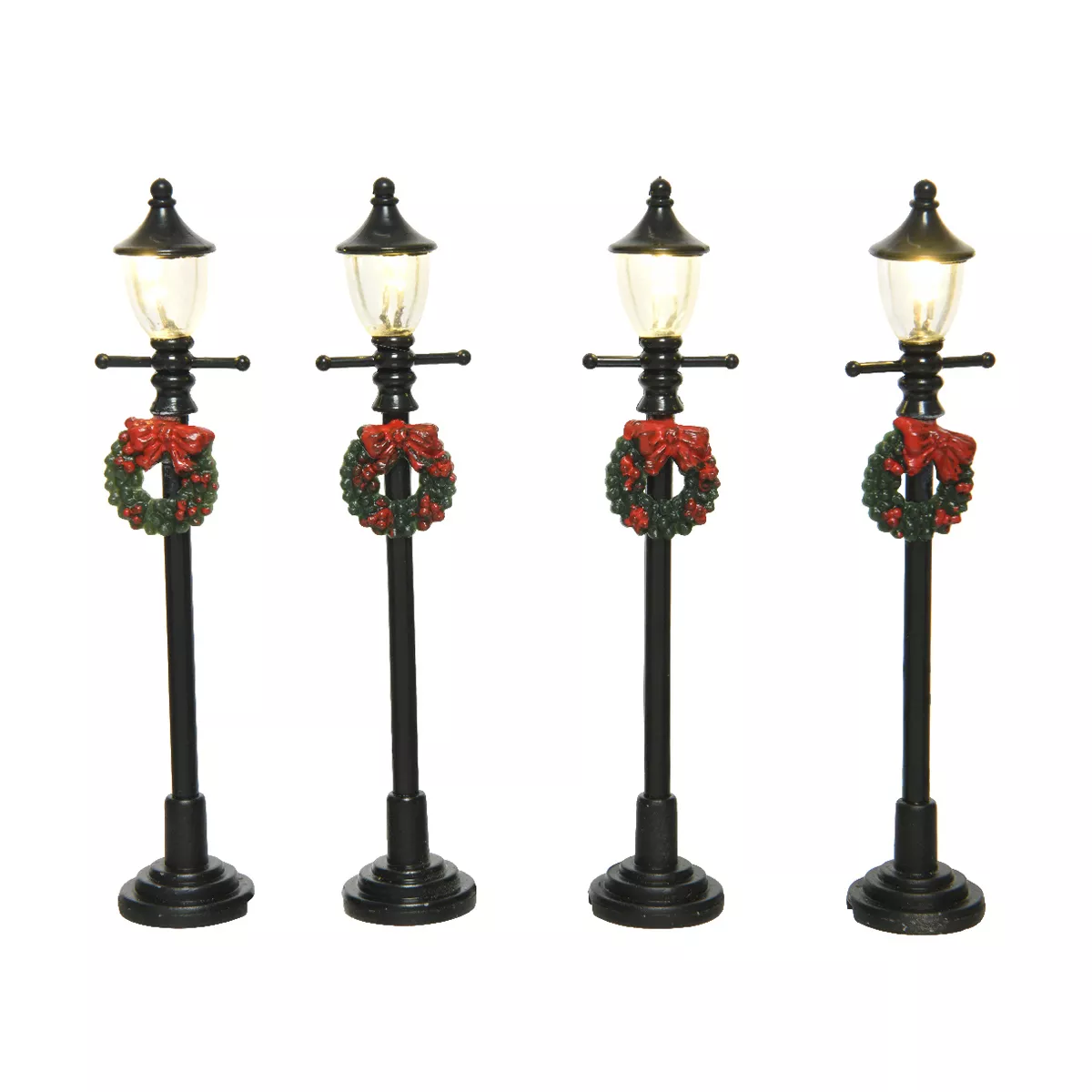 Set van 4 straatlantaarns (H10 cm) Kroon voor het inrichten van een dorp