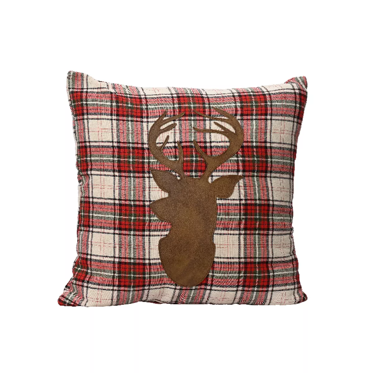 Kerstkussen vierkant (45 x 45 cm) Rendierhoofd Rood