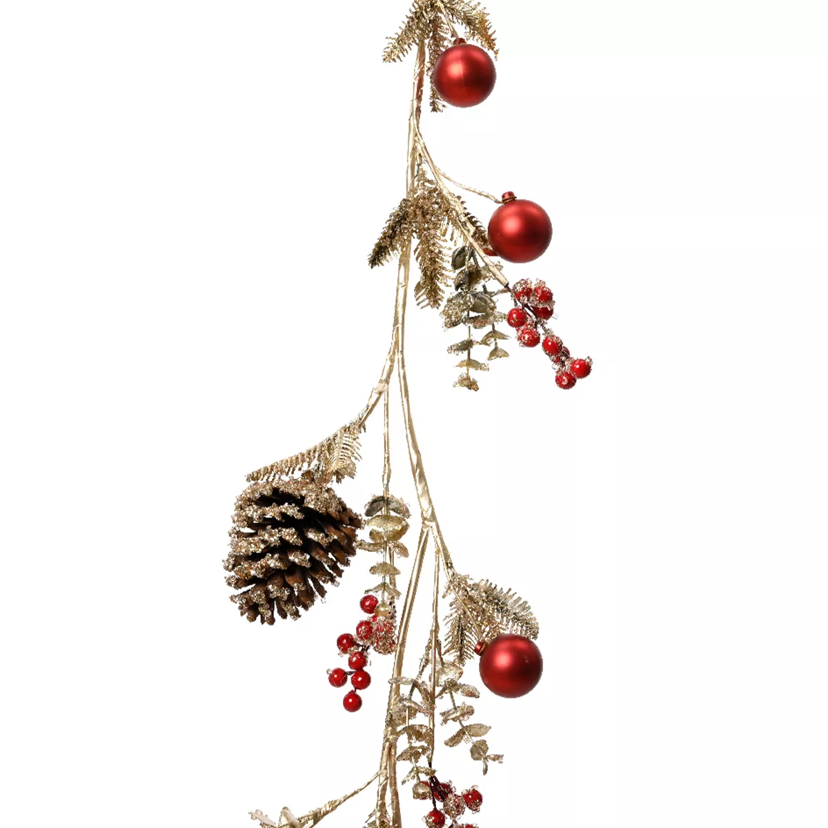 Guirlande pommes de pin et baies (120 cm) Noël givré doré