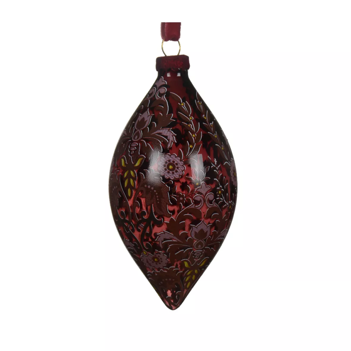 eminza Lot de 2 suspensions en verre (D80 mm) Olives Bolchoï Fleuri Bordeaux
