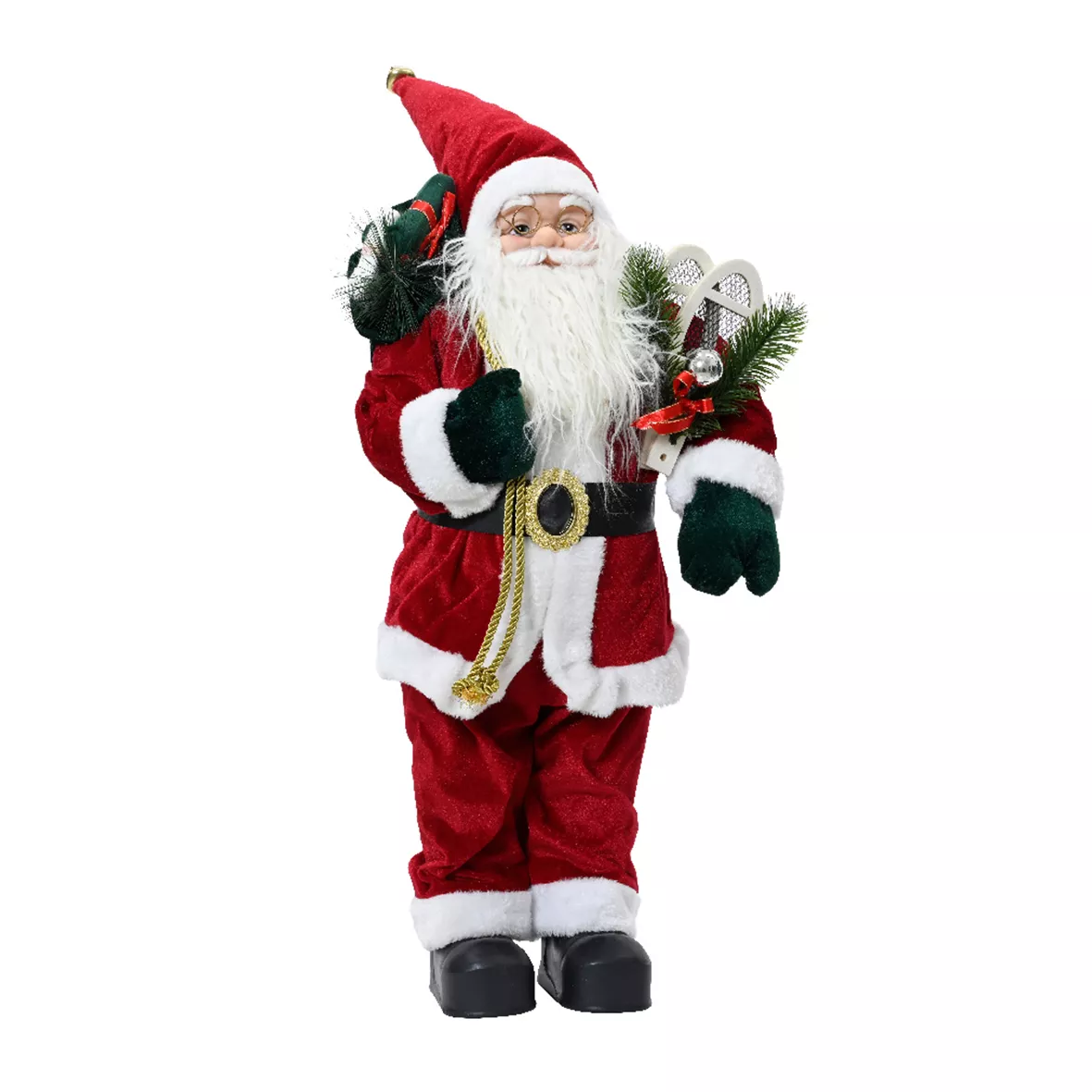 Père Noël traditionnel (H45 cm) Emile en raquette