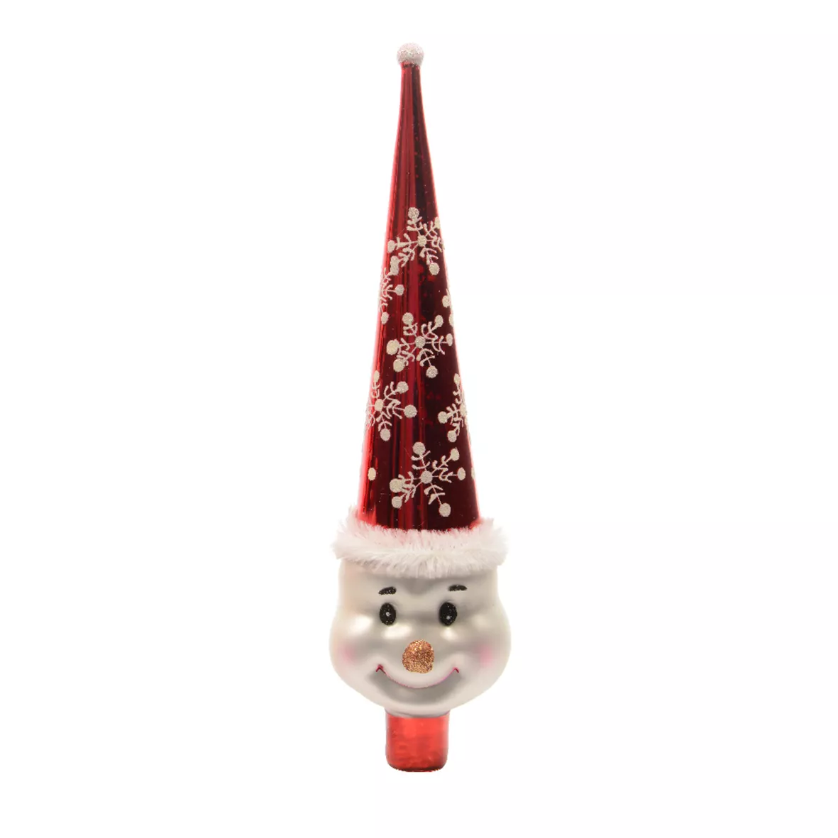 Cimier de sapin en verre Bonhomme de neige Joyeux