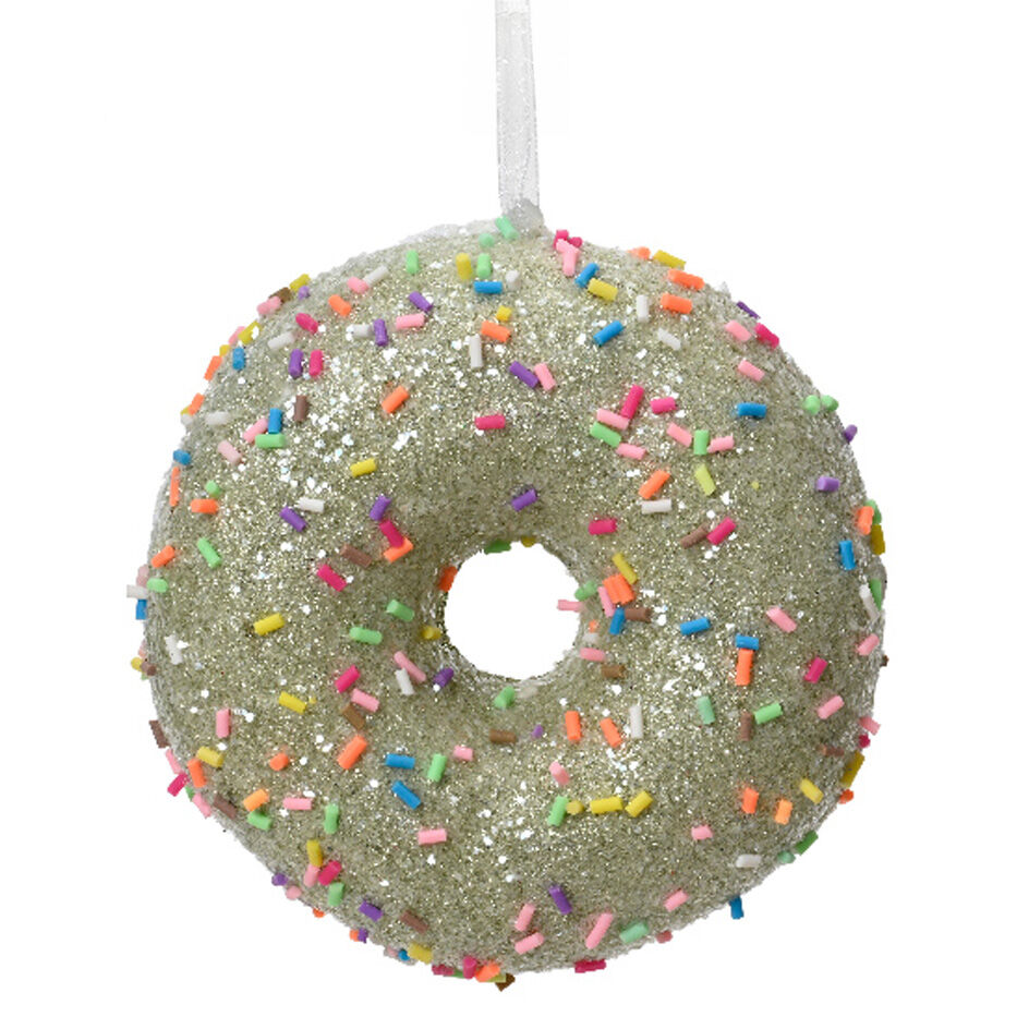 Donut de Noël à suspendre (D9 cm) Gourmandise Vert pailleté