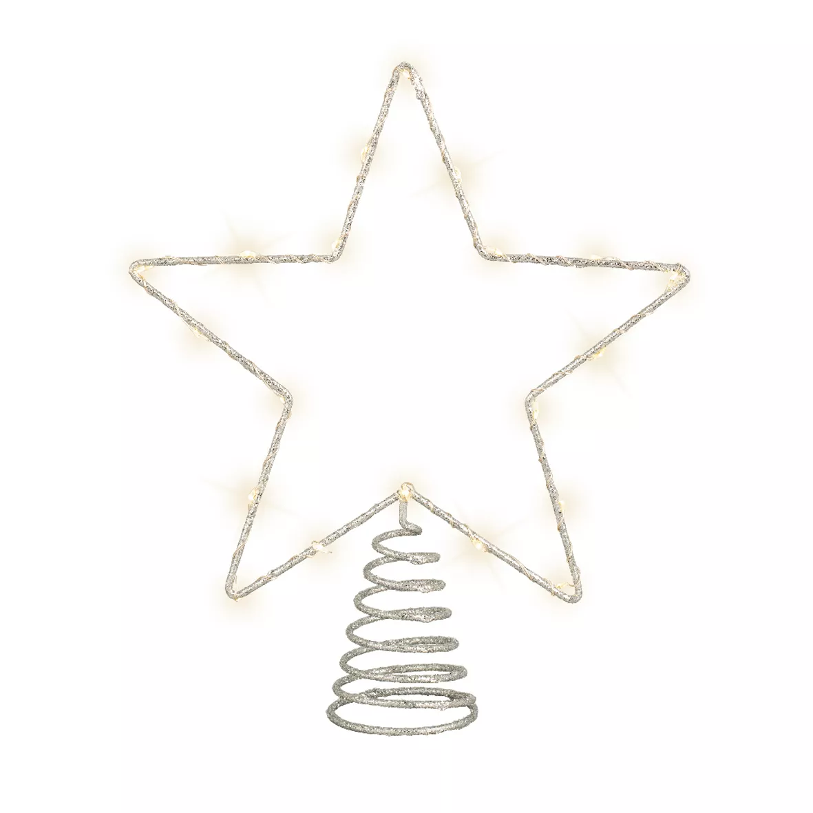 Copa para árbol luminosa 20 LED Estrella fugaz Plata/Blanco cálido
