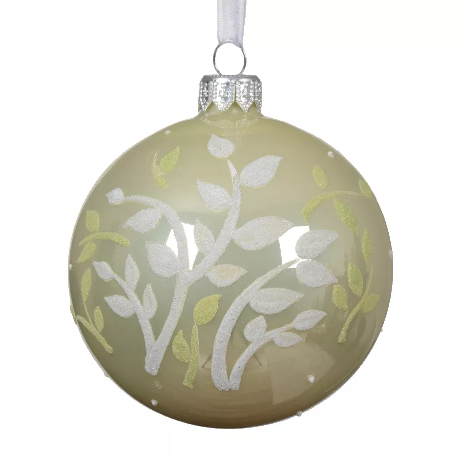 Set van 6 glazen kerstballen (D80 mm) Zuiverheid Witte Munt