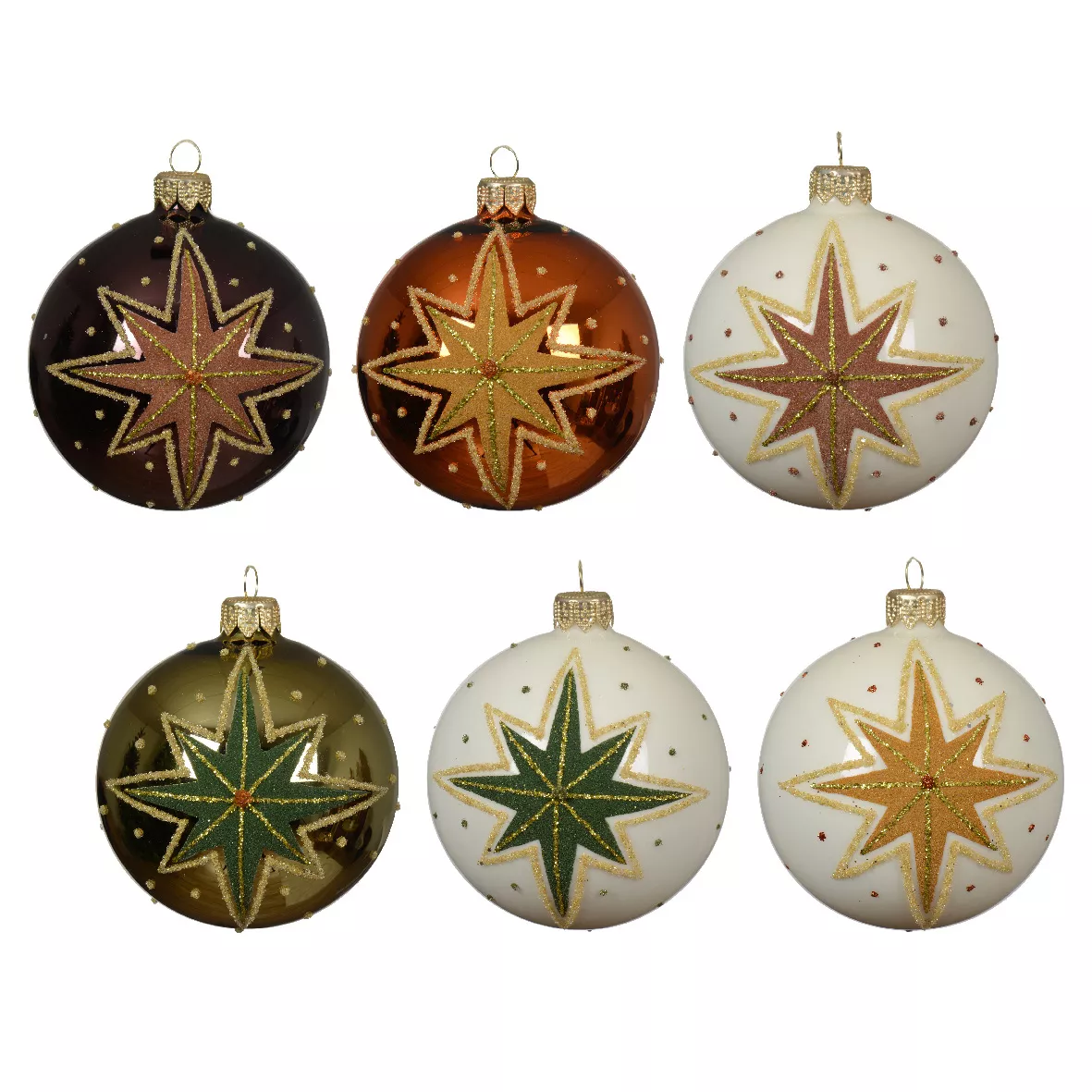 Lote de 6 bolas de Navidad de vidrio (D80 mm) Estrellas Fugaces Multicolor