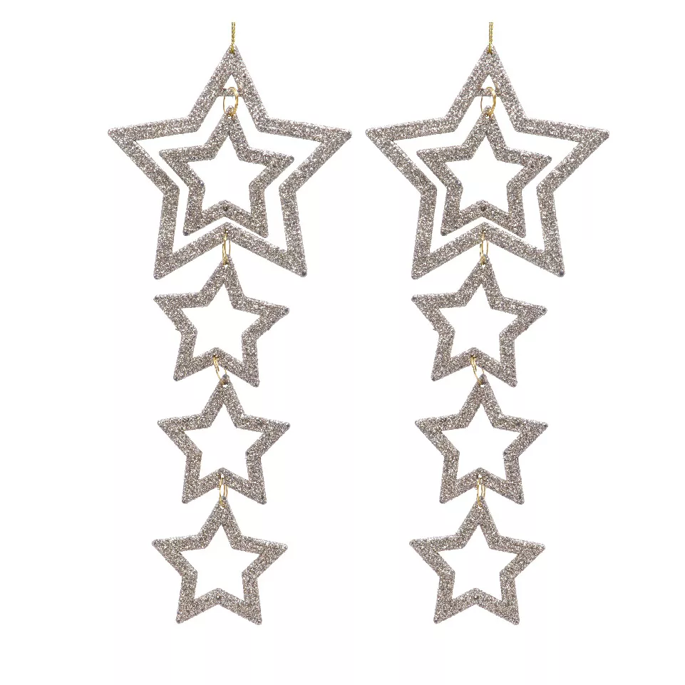 Lote de 2 estrellas de Navidad para colgar Cassiopéa Champaña