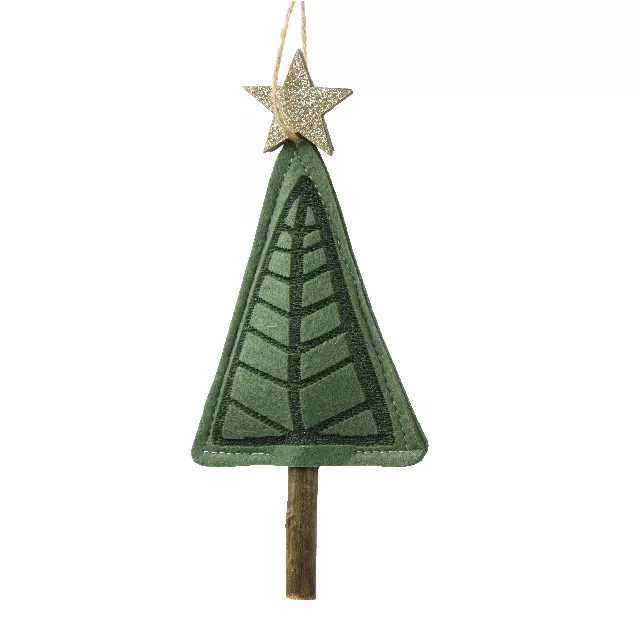 Sapin de Noël à suspendre (H14 cm) Étoile pailletée Vert