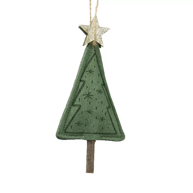 Árbol de Navidad para colgar (H14 cm) Estrella brillante Verde romero