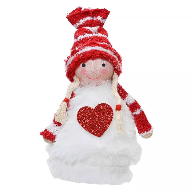 Fée de Noël à suspendre (H12 cm) Molly Cœur pailleté Rouge