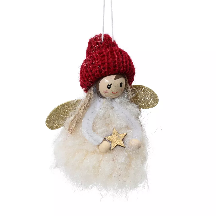 Fée de Noël à suspendre (H9 cm) Princesse Blanche
