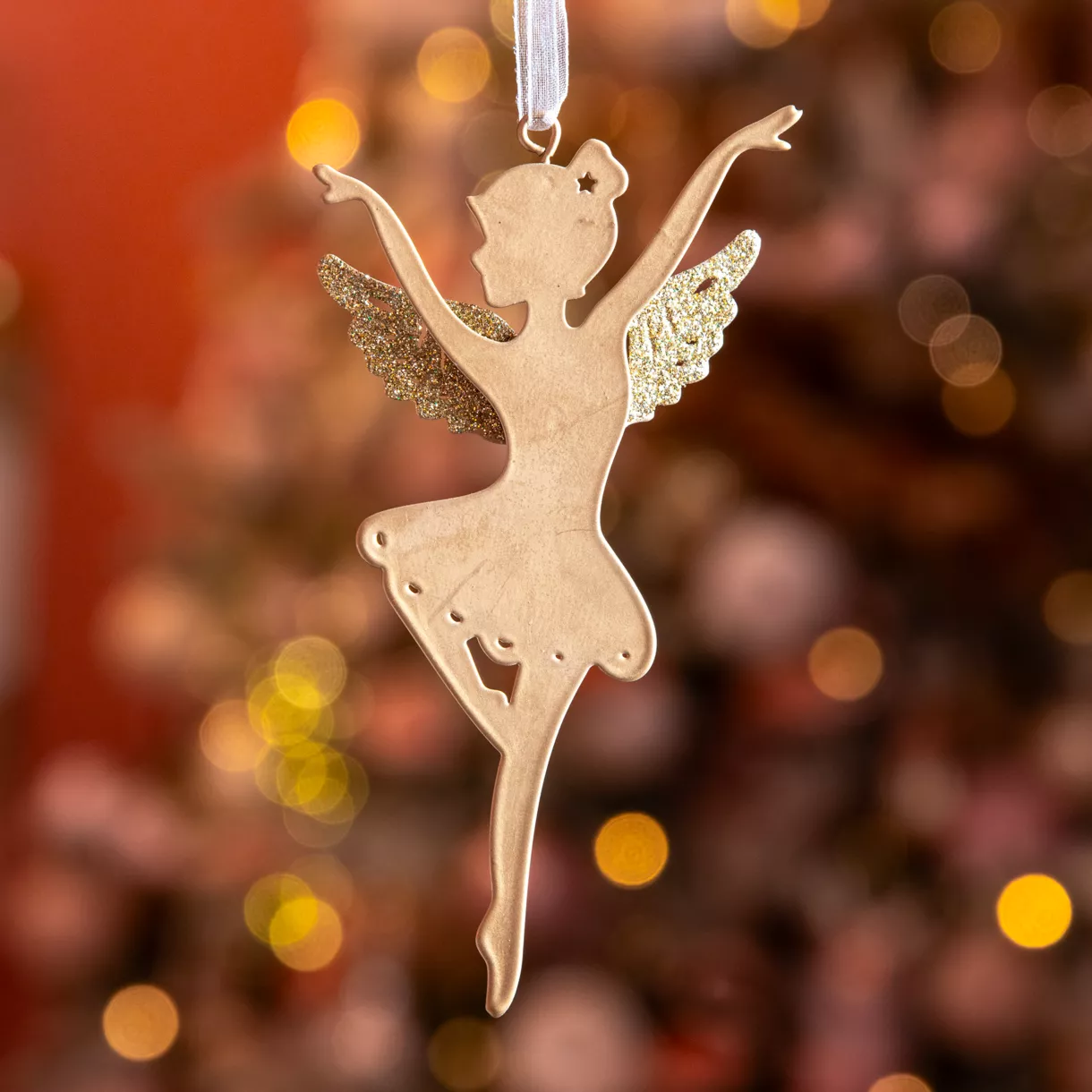 Bailarina para colgar de metal (H15 cm) Hada Alice Oro