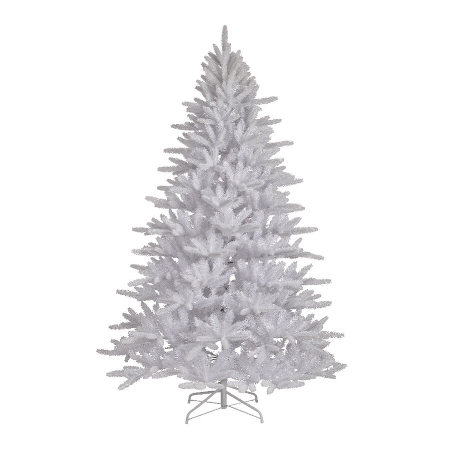 Albero di Natale artificiale H210 cm Odense Bianco iridescente e glitterato