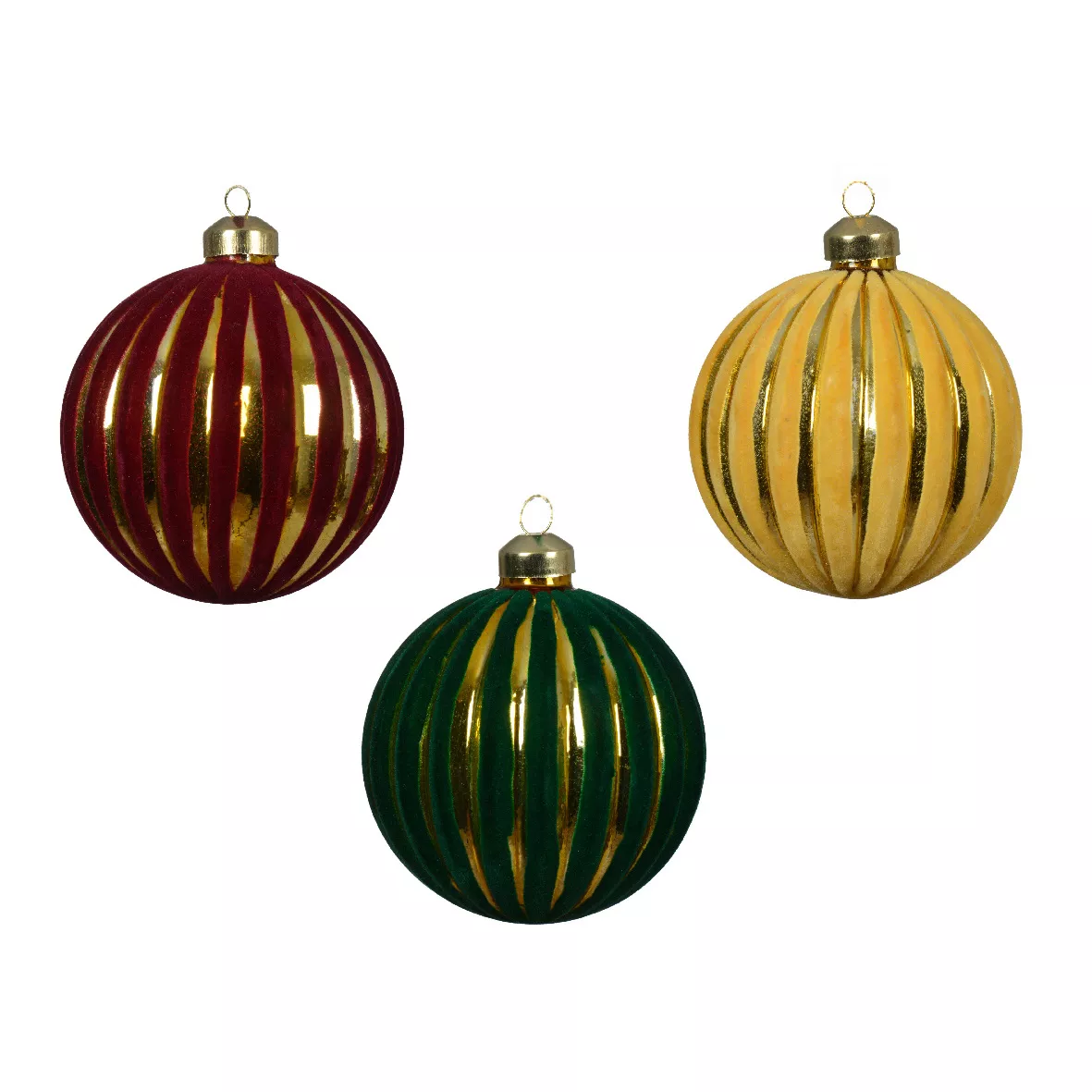Lote de 12 bolas de Navidad de vidrio (D100 mm) Terciopelo Vintage