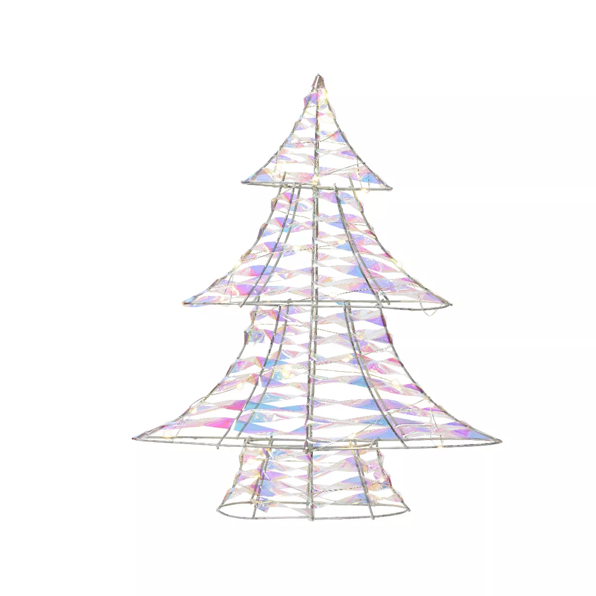 Verlichte batterij kerstboom 30 LED (H40 cm) Christmas Iridescent/warm wit
