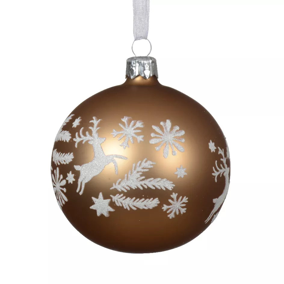 Lot de 6 boules de Noël en verre (D80 mm) Chamoix Noix de pécan