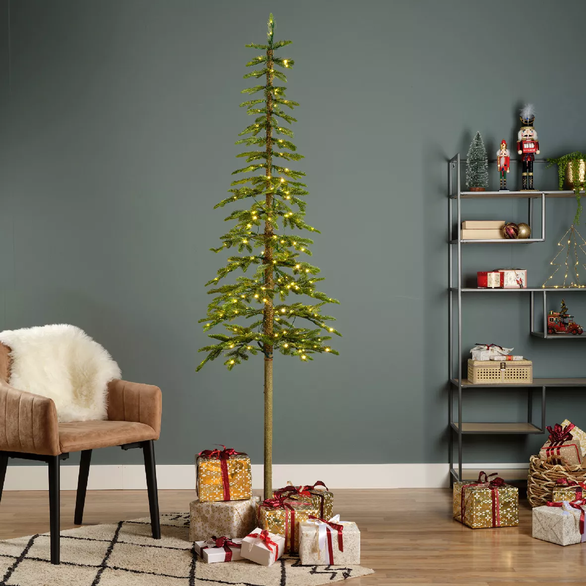 1 Sierra sapin prelit dia50.00-H210.00cm-200L vert/blanc chaud