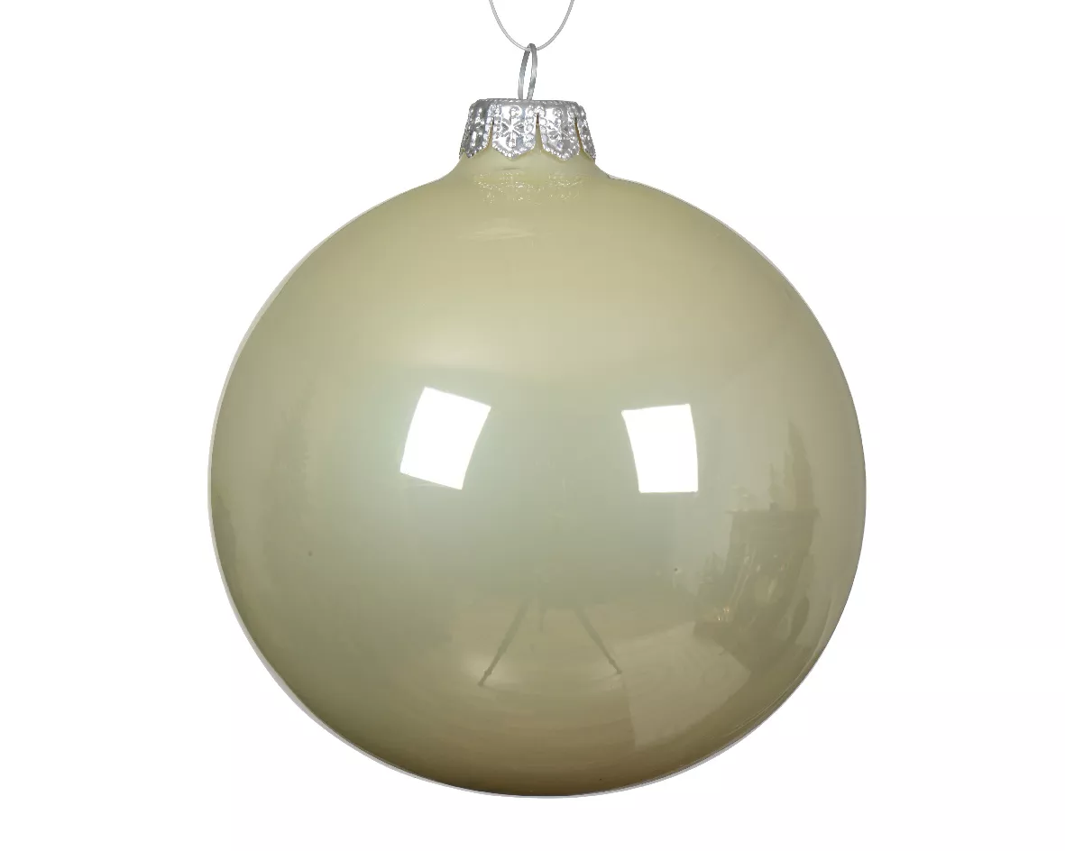 Set van 4 glazen kerstballen (D100 mm) Glanzende Arctische Witte Munt