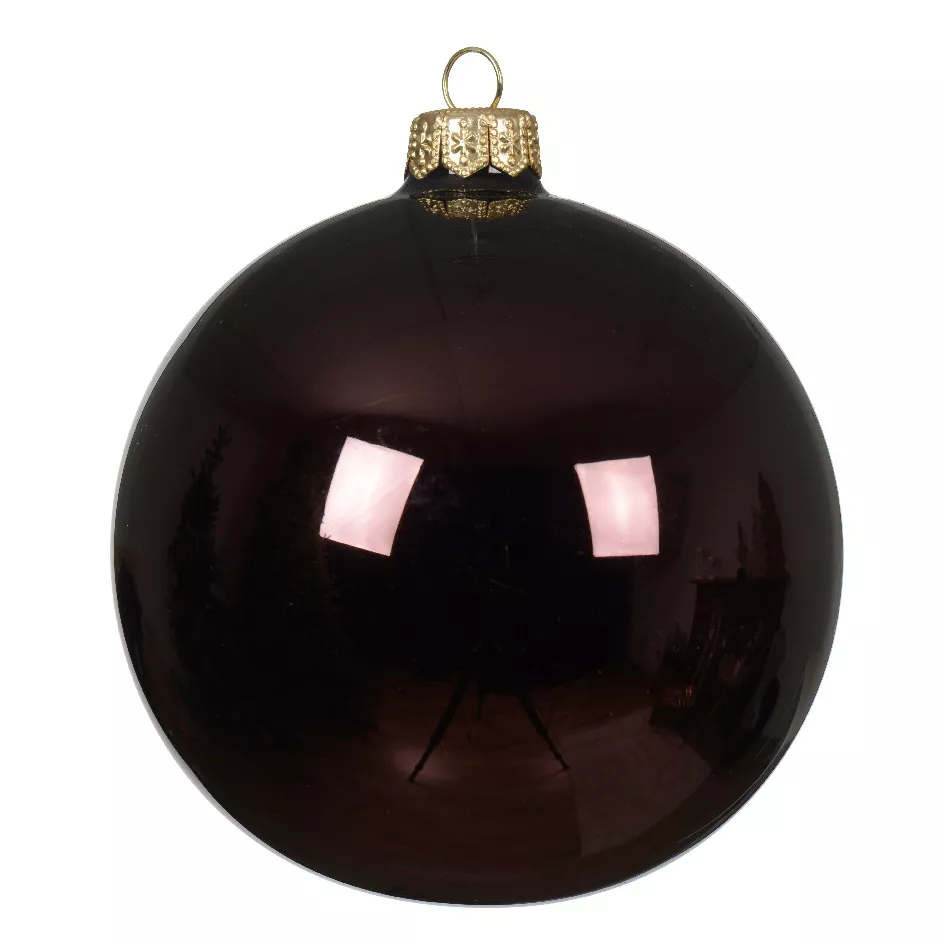 Set van 6 glazen kerstballen (D80 mm) Glanzend Arctisch Truffelzwart