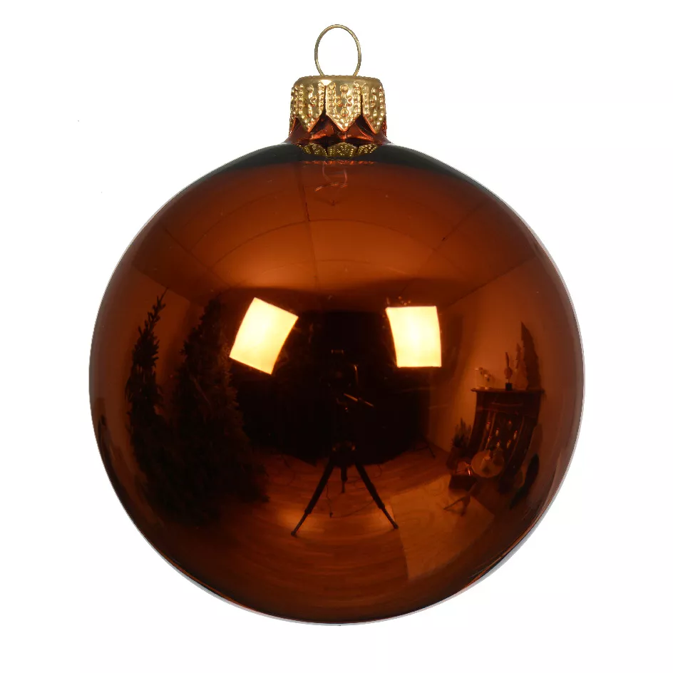 Lote de 6 bolas de Navidad de vidrio (D80 mm) Ártico brillante Calabaza