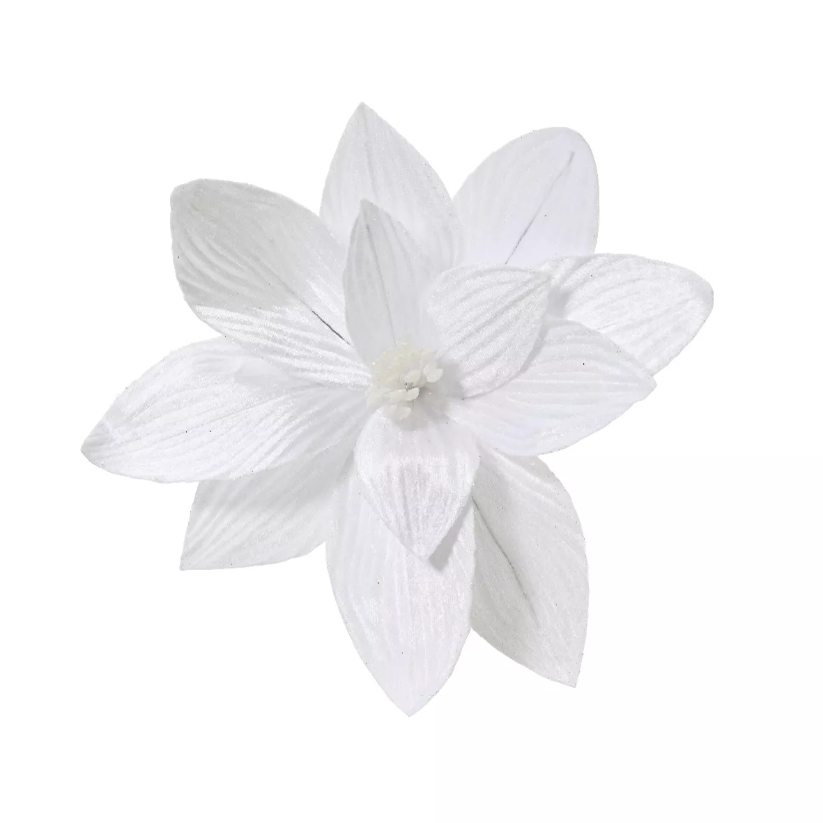 Gran Poinsettia de Navidad en clip (D30 cm) Terciopelo Blanco