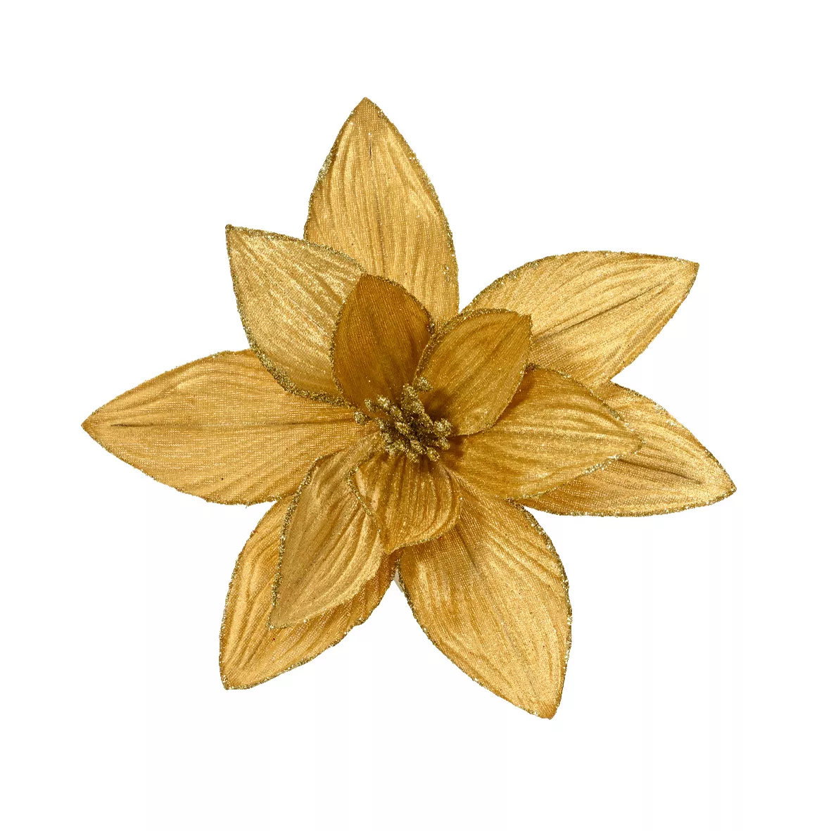 Grote Kerst Poinsettia op clip (D30 cm) Fluweel Goud