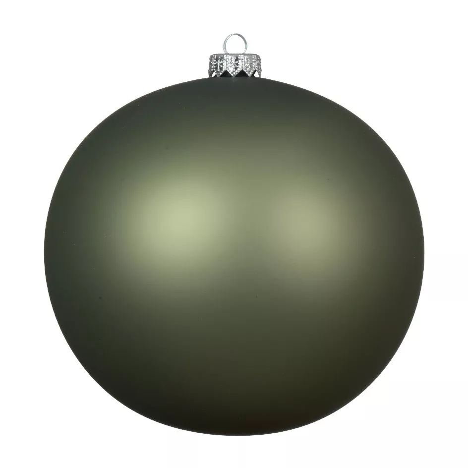 Lote de 6 bolas de Navidad de vidrio (D80 mm) Ártico mate Verde romero