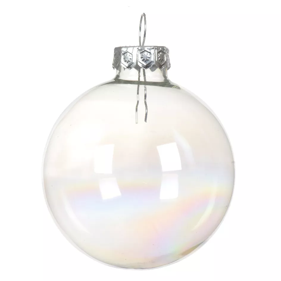  Lot de 10 boules de Noël en verre (D60 mm) Myst transparent irisé 
