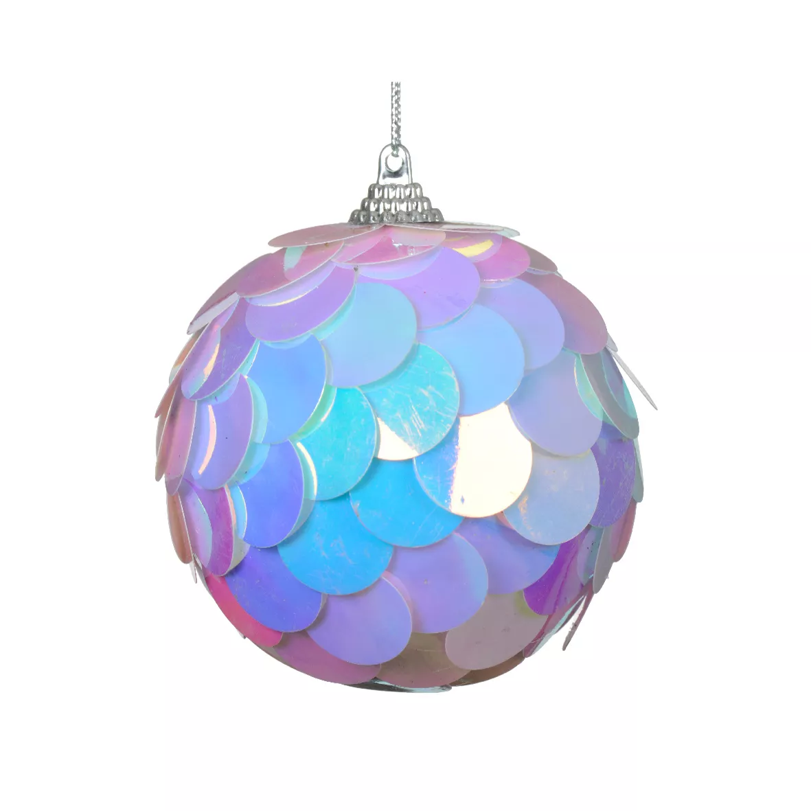 Lote de 4 bolas de Navidad con lentejuelas (D80 mm) Ice iridiscente