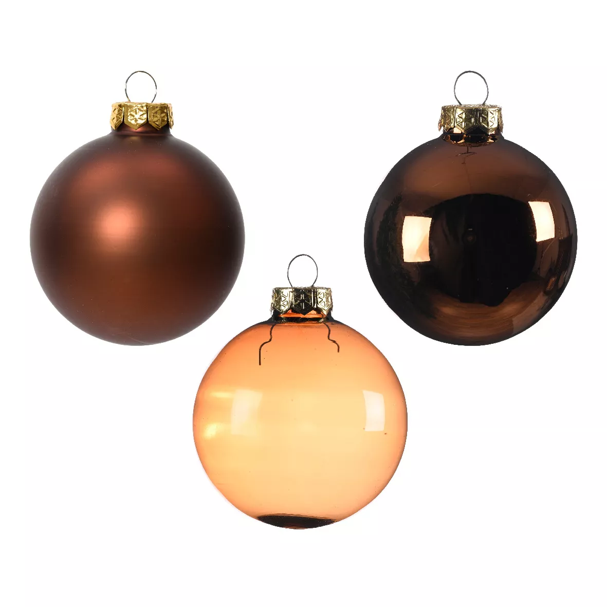 Lot de 21 boules de Noël en verre Assorties Cristal Brun café