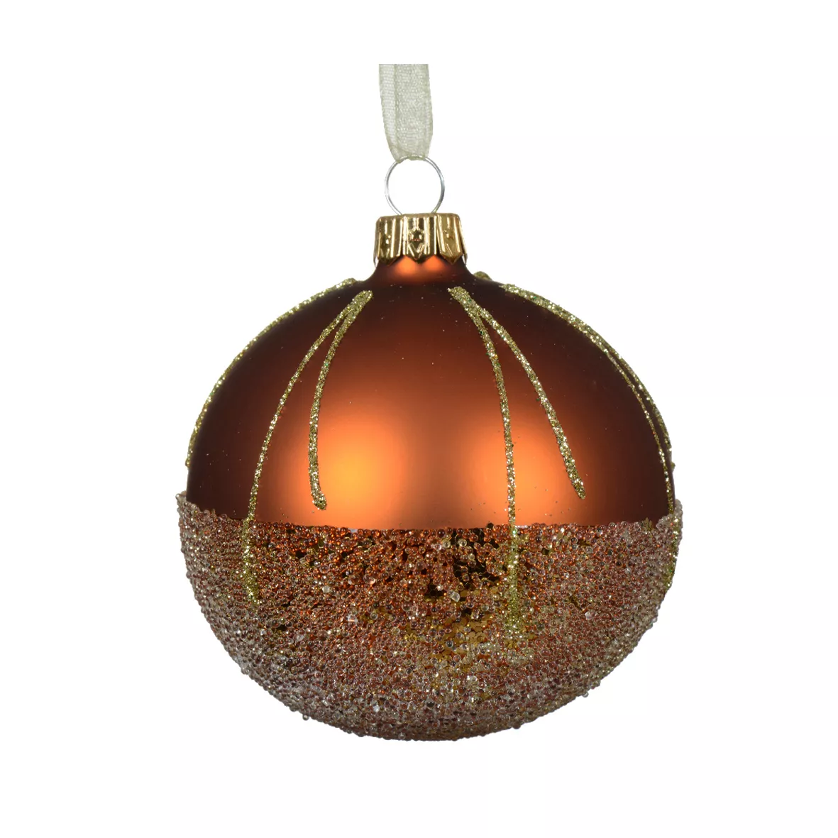 6er Set Weihnachtskugeln aus Glas (D80 mm) Luxus Ballotin Kürbis