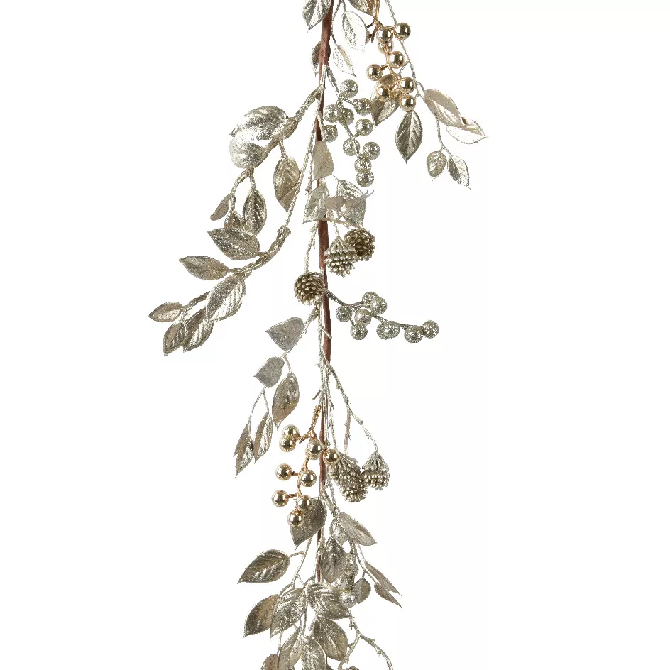 Guirnalda de bayas y hojas (130 cm) Espléndido Champagne