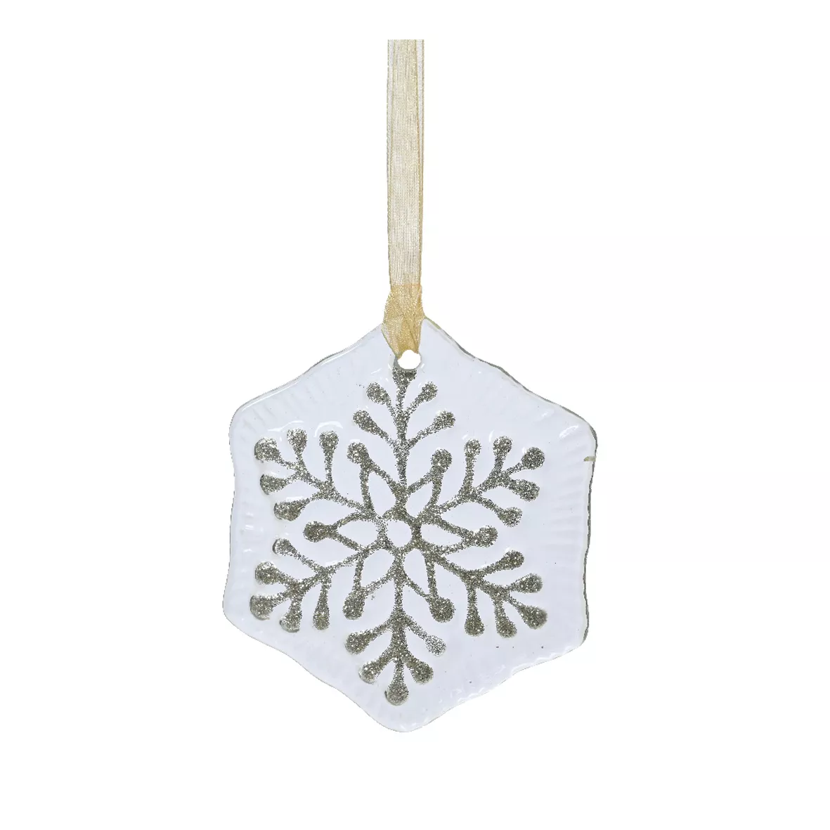 Copo de nieve de vidrio (D7 cm) Chamonix Blanco con brillo