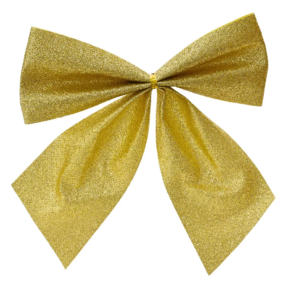 Lot de 5 nœuds de Noël (H9 cm) Scintillant Or