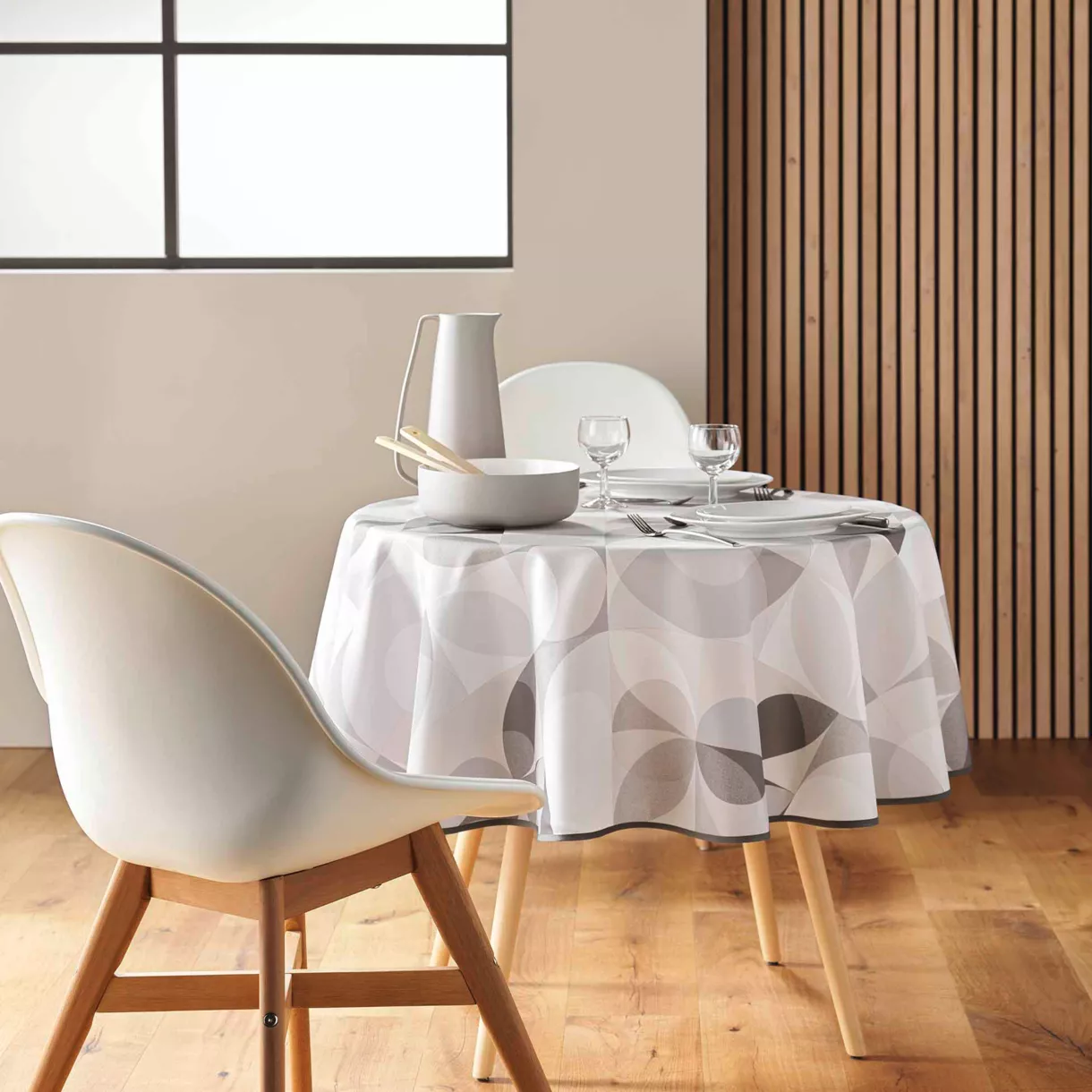 NAPPE RONDE (0) 180 CM POLYESTER IMPRIME TESSOURO NATUREL