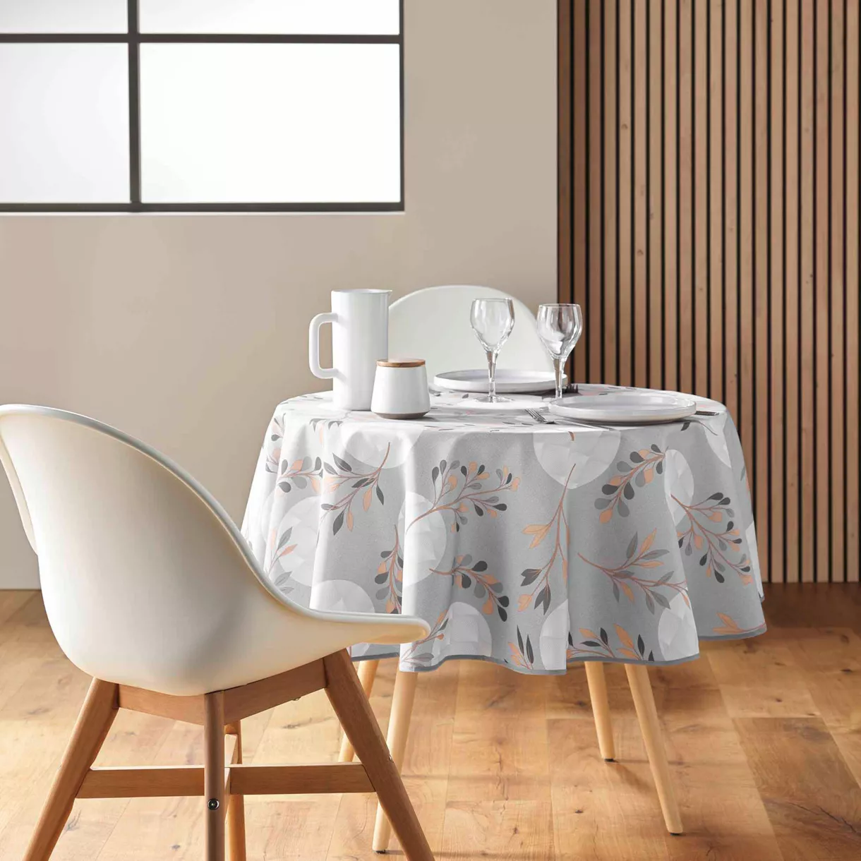 NAPPE RONDE (0) 180 CM POLYESTER IMPRIME MANOLA GRIS