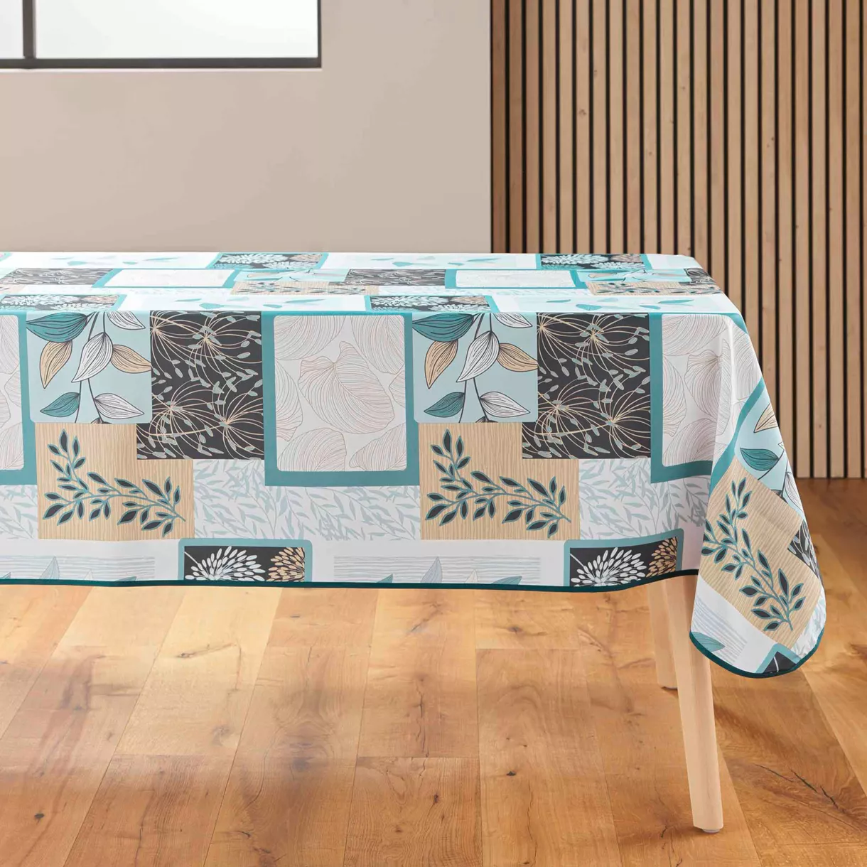 NAPPE RECTANGLE 150 x 240 CM POLYESTER IMPRIME FAYA SAUGE