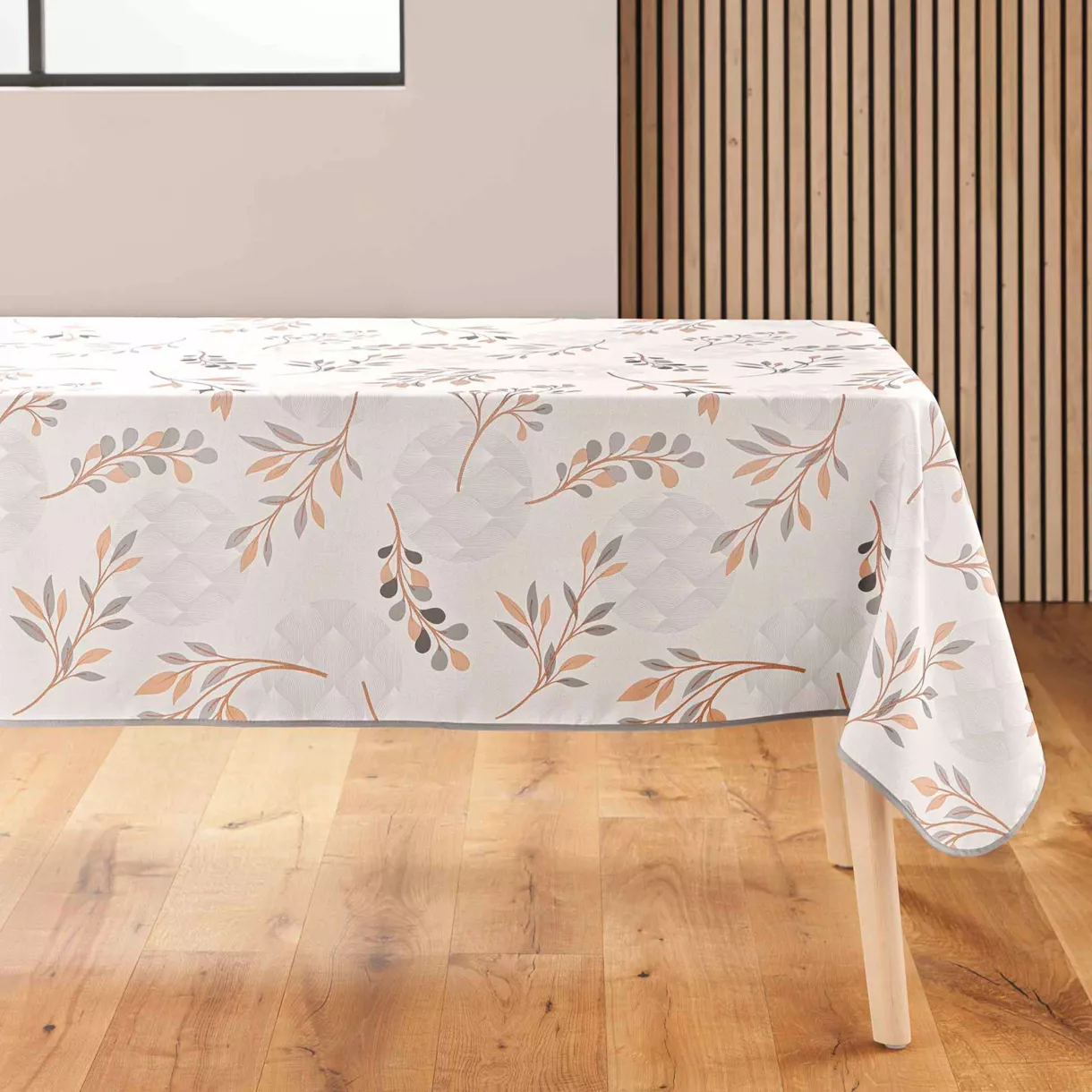 NAPPE RECTANGLE 150 x 240 CM POLYESTER IMPRIME MANOLA NATUREL