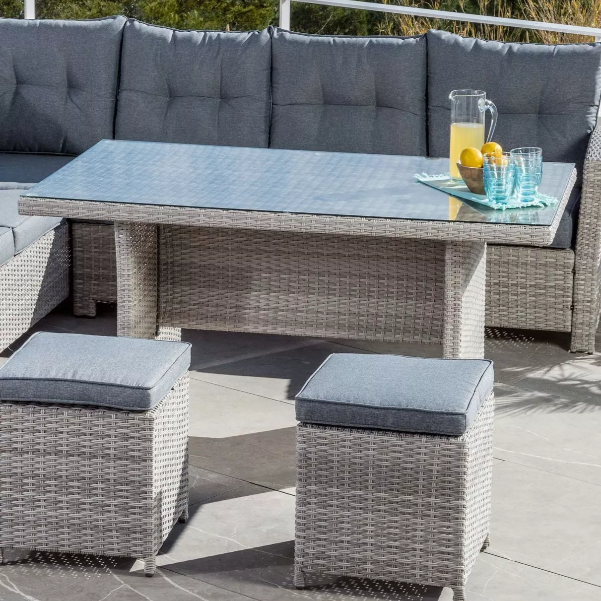 Tavolo da giardino alluminio/polyrattan 6 posti (145 x 85 cm) Tivoli - Grigio