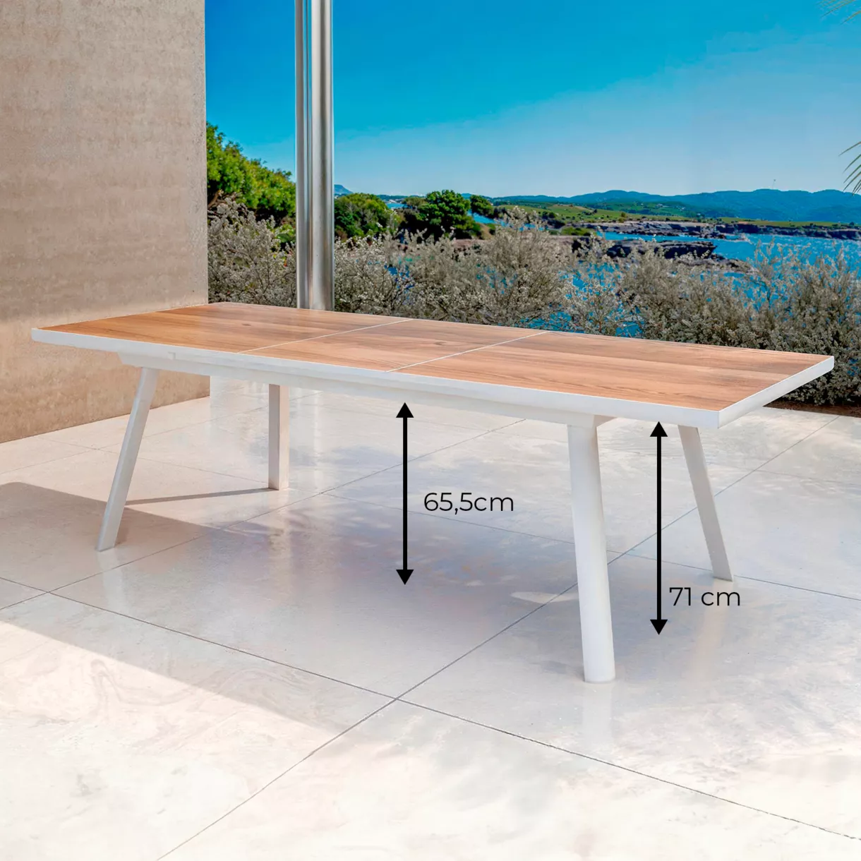 Mesa de jardín extensible en aluminio  10 lugares (260 x 96 cm) Amalfi - Blanco