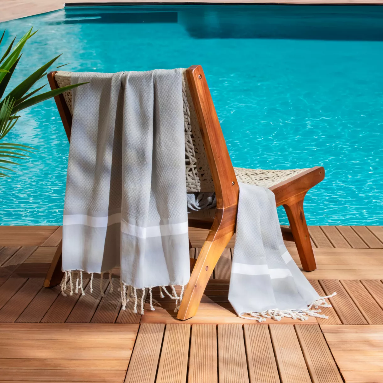 Fouta en algodón reciclado (100 x 200 cm) Selma Gris