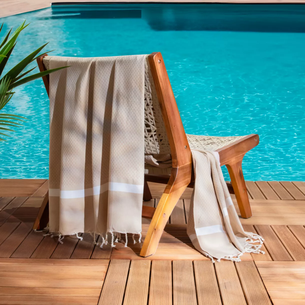 Strandlaken van gerecycled katoen (100 x 200 cm) Selma Beige