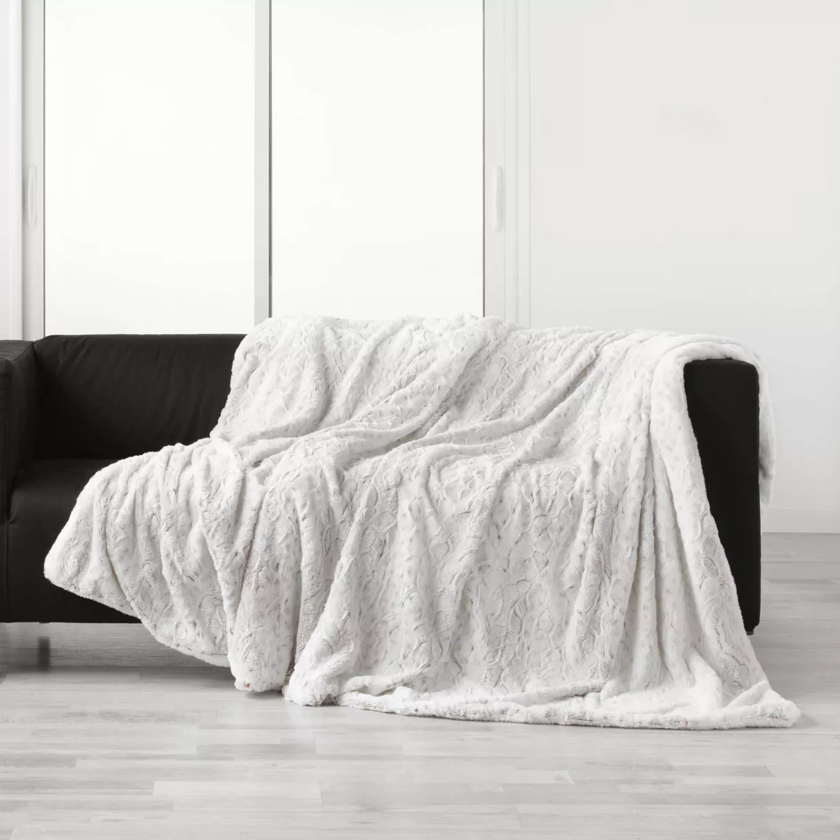 Plaid fausse fourrure (180 x 220 cm) Alaska Ecru